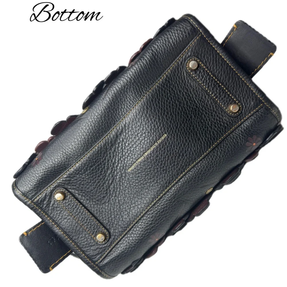 Coach Rogue 25 Black Red Tearose Flower Floral Glovetanned Leather Satchel Bag - Picture 8 of 15